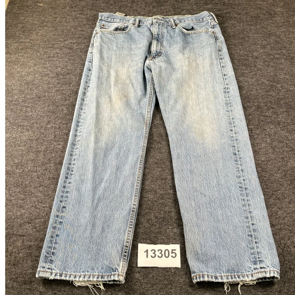 Levi's 505 Jeans Mens 38x30 Blue Denim Cotton Light Wash Casual Straight Leg